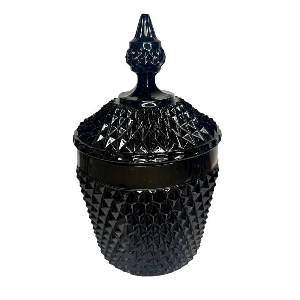 Indian Glass Black Diamond Point Ice Bucket Gothic Apothecary